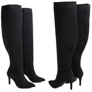 Torrid NWT Black Stretch Over-The-Knee Boot WW Sz 10 Stiletto Heel Pointy Toe